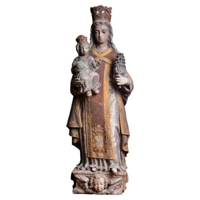 portuguese sculpture our lady with child jesus 17th century 1