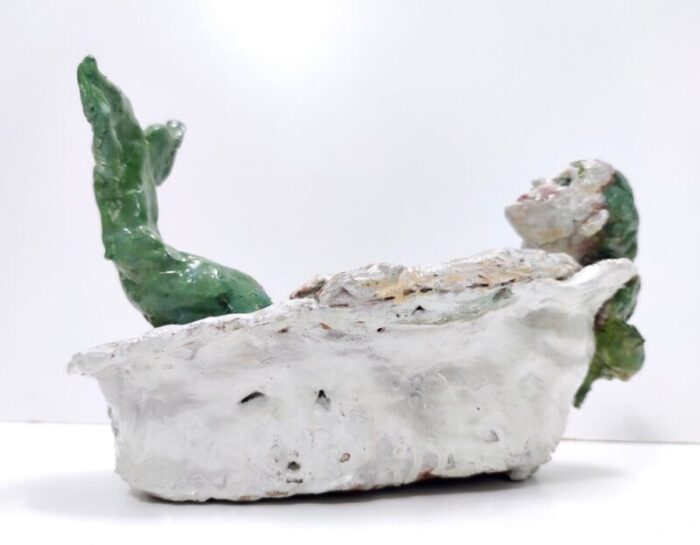 postmodern lacquered earthware mermaid in bathtub italy 1980s 5