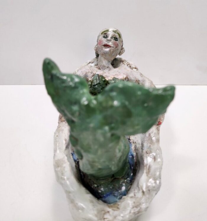 postmodern lacquered earthware mermaid in bathtub italy 1980s 7