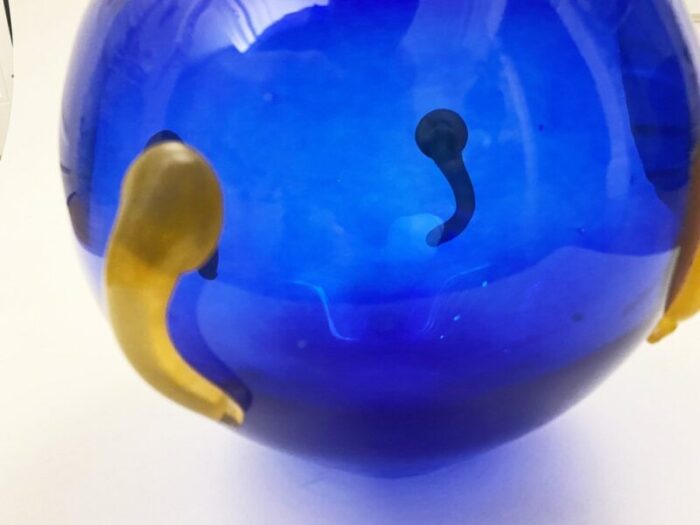 postmodern murano blue glass vase by pierre casenove for la rochere france 1990s 3