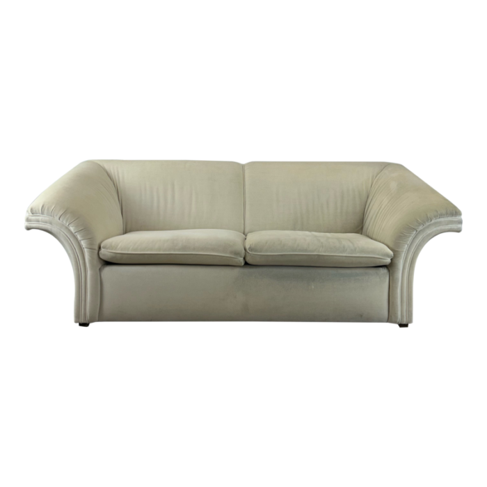 postmodern white sofa with unique flared back 1149