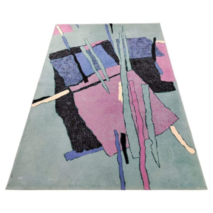 postmodernist abstract woolen rug in pastel colours west germany 1970s 1