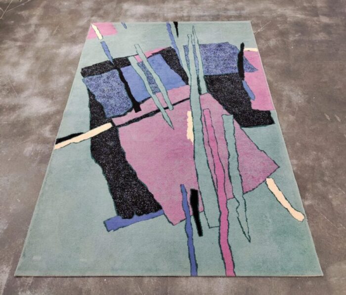 postmodernist abstract woolen rug in pastel colours west germany 1970s 3