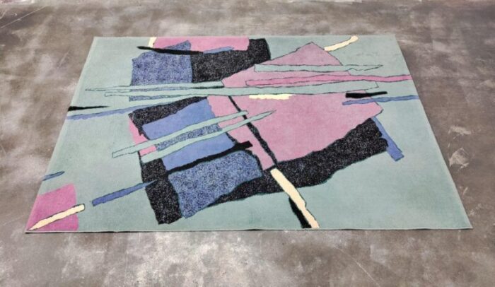 postmodernist abstract woolen rug in pastel colours west germany 1970s 7