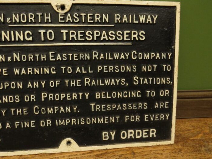 railway trespass warning sign london and north eastern railway 1920s 4