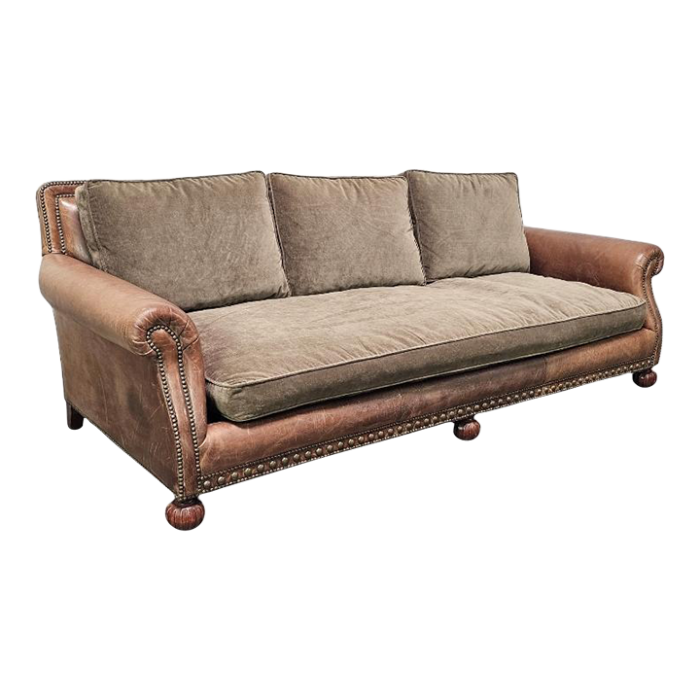 ralph lauren cottage collection brompton distressed leather sofa 7172