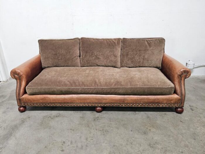 ralph lauren cottage collection brompton distressed leather sofa 8116