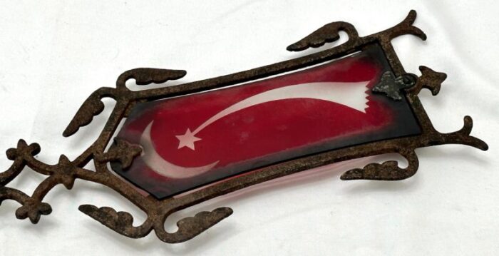 rare authentic circa 1910s antique american cast iron and etched ruby glass hallys comet motif weathervane 22 inches long 2490