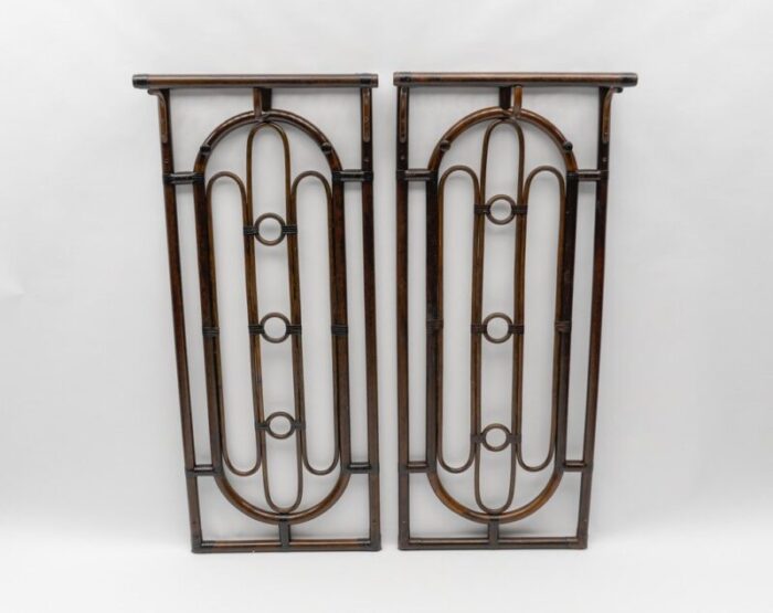 rattan and leather wall coat rack 1960s 6