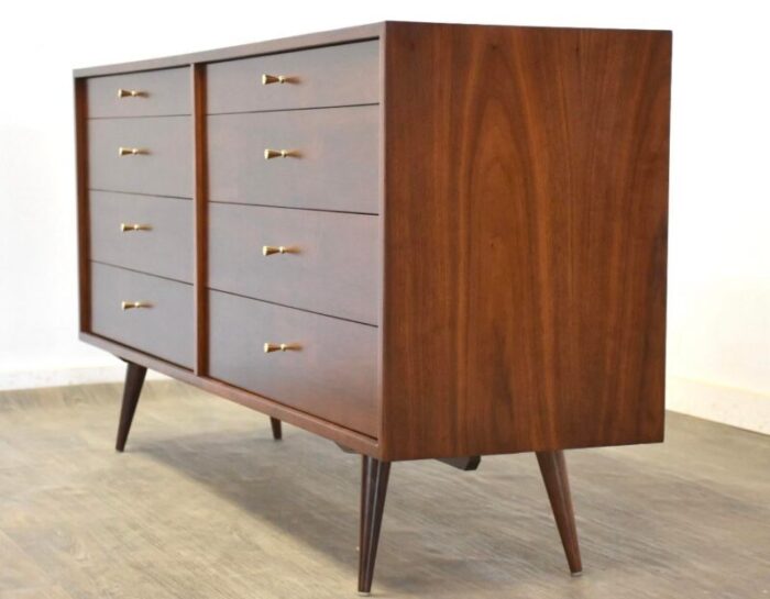 refinished walnut mid century modern dresser 0961