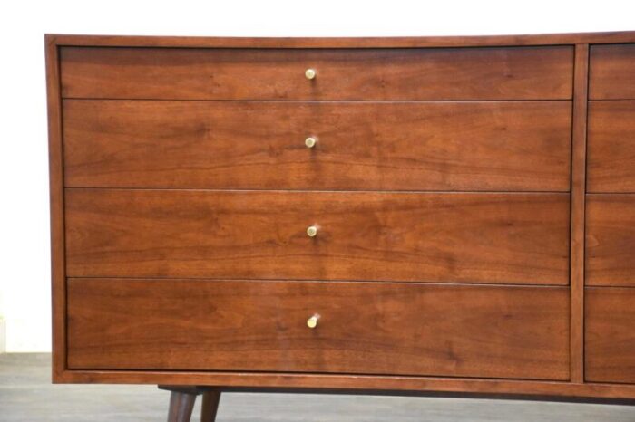 refinished walnut mid century modern dresser 3779