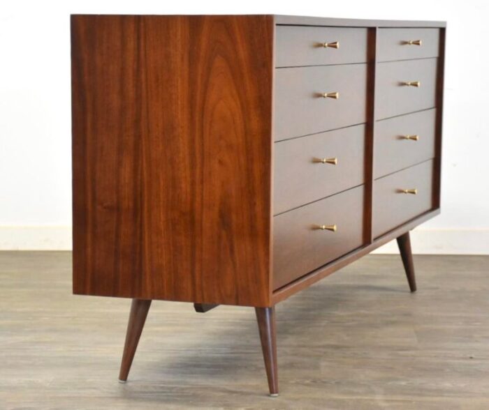 refinished walnut mid century modern dresser 4088