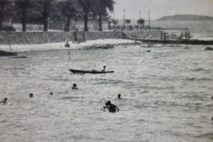 riviera beach scene photo 1935 vintage book leaf france framed 1739