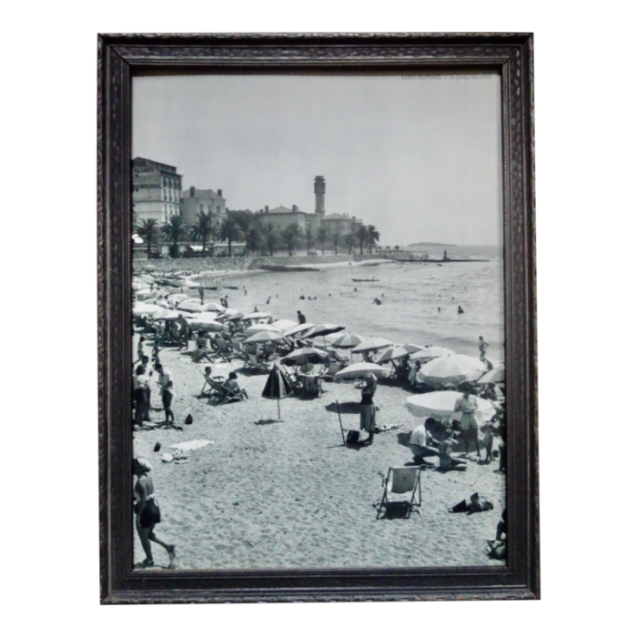 riviera beach scene photo 1935 vintage book leaf france framed 7715