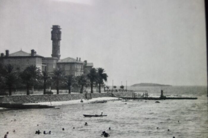 riviera beach scene photo 1935 vintage book leaf france framed 9434