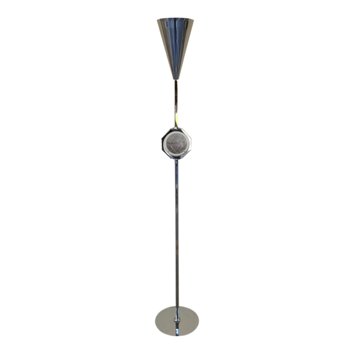 robert abbey modern geometric polished nickel and gray quartz torchiere floor lamp 3448