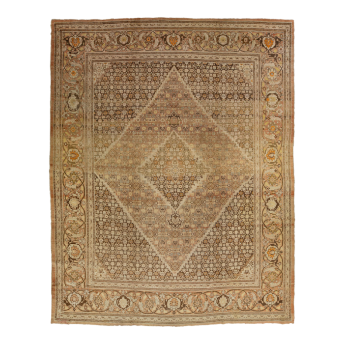 room size antique persian tabriz designed wool rug in brown from the 1900s 1942