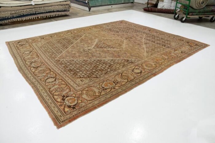 room size antique persian tabriz designed wool rug in brown from the 1900s 3009