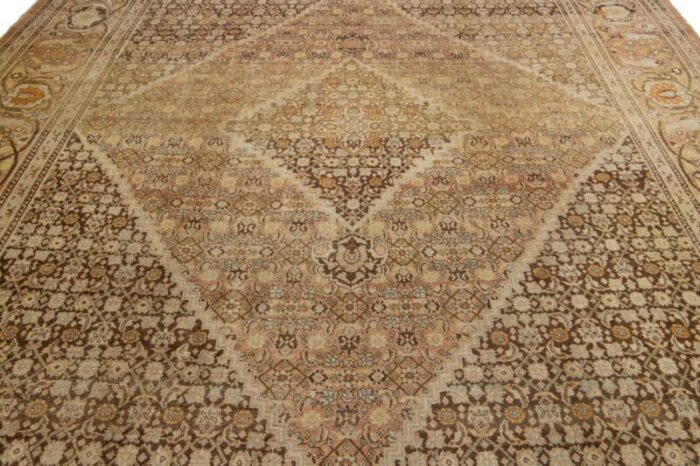 room size antique persian tabriz designed wool rug in brown from the 1900s 8331