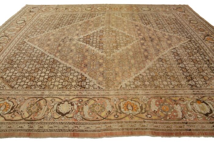 room size antique persian tabriz designed wool rug in brown from the 1900s 9141