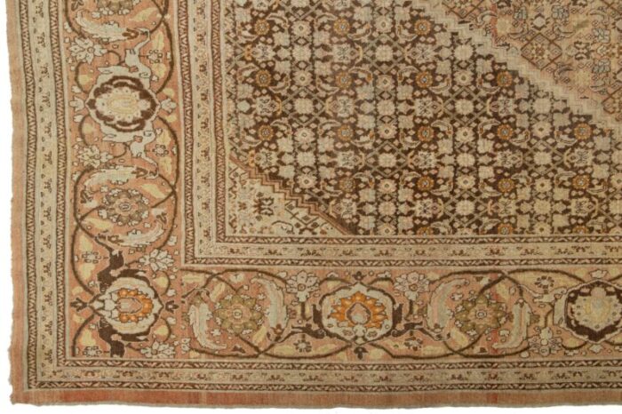 room size antique persian tabriz designed wool rug in brown from the 1900s 9940