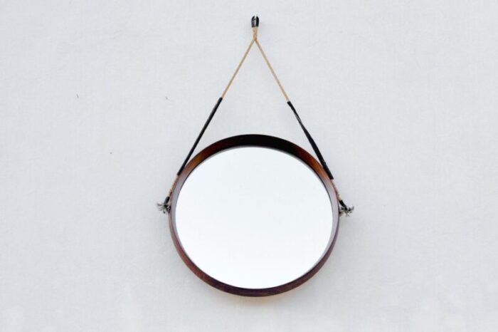 round teak mirror 1960s 3