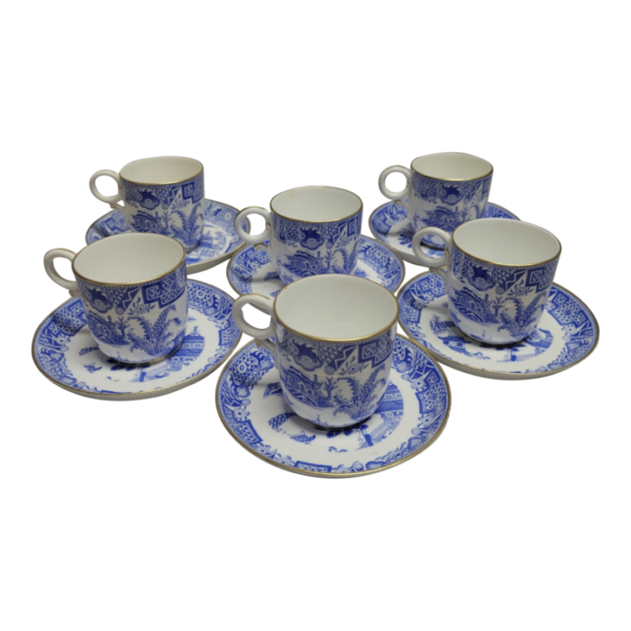 royal worcester blue willow demitasse or tea cups and saucers set of 6 5444