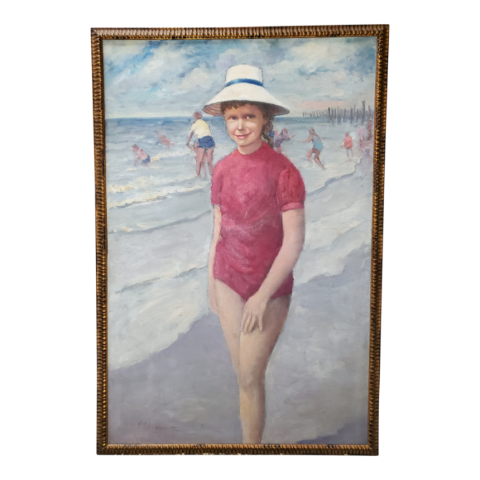 russian vintage beach painting by lazarev vladimir framed 6158