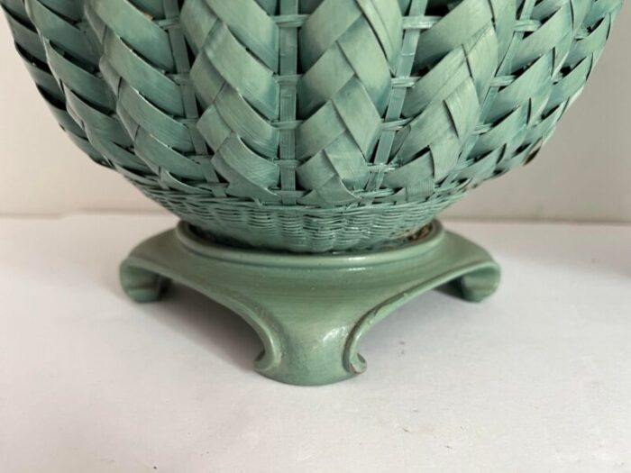 sage green wicker lamps a pair 9128