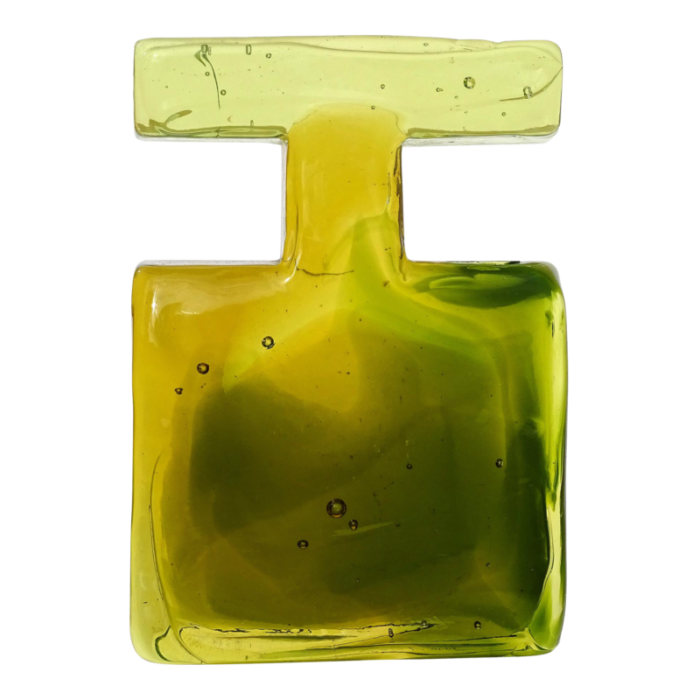 salviati murano luciano gaspari signed vintage uranium uv reactive yellow green italian art glass abstract sculpture 2037