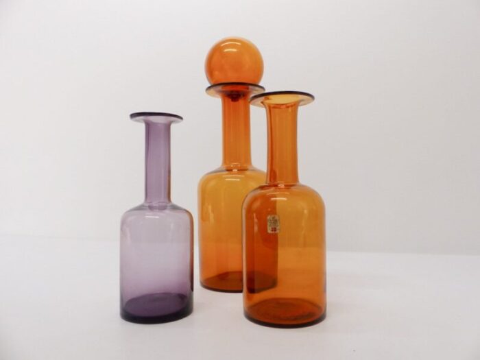 scandinavian bottles by otto brauer for holmegaard 1960s set of 3 2