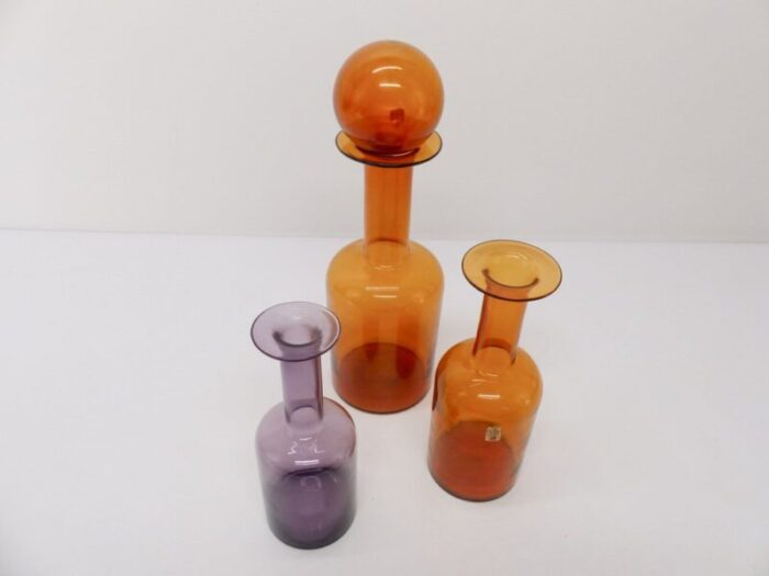 scandinavian bottles by otto brauer for holmegaard 1960s set of 3 3