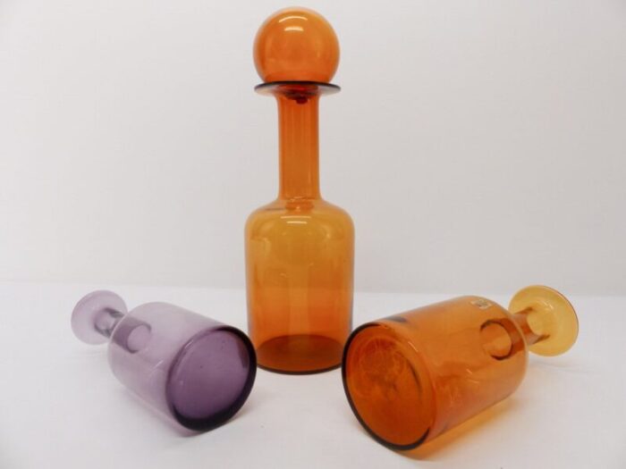 scandinavian bottles by otto brauer for holmegaard 1960s set of 3 4