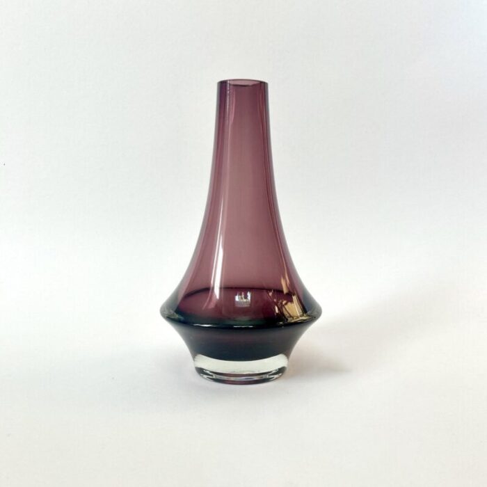 scandinavian glass vase by erkkitapio siiroinen for riihimaki 1970s 1