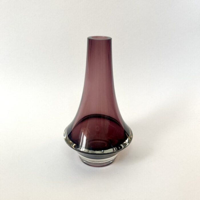 scandinavian glass vase by erkkitapio siiroinen for riihimaki 1970s 2