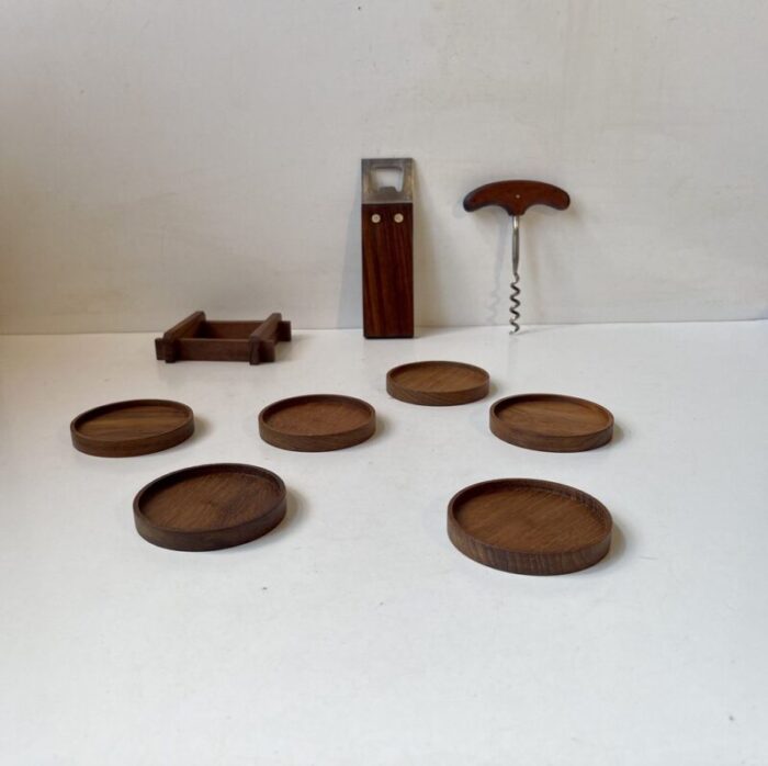 scandinavian modern bar set in teak 1960s set of 9 2