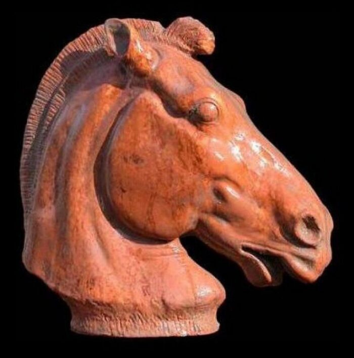 selene s chariot horse head in terracotta late 19th century 2