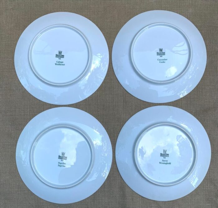 set 4 vintage bavarian china plates with vegetables 2061