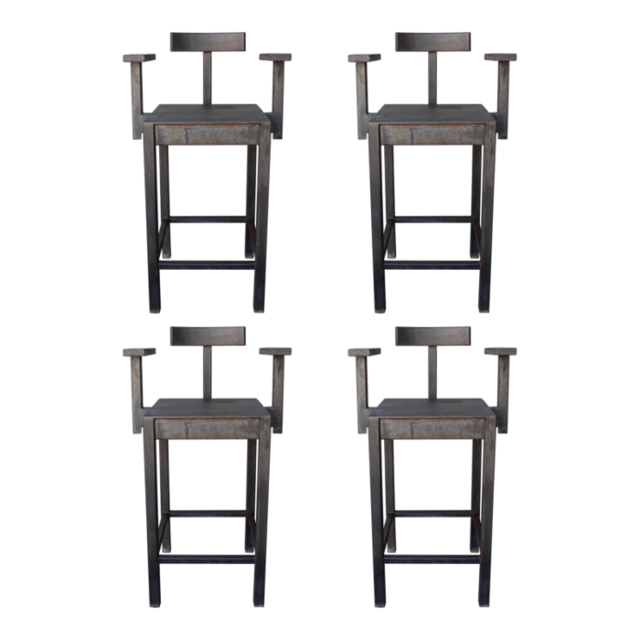 set of 4 custom architectural industrial steel barstools 1320