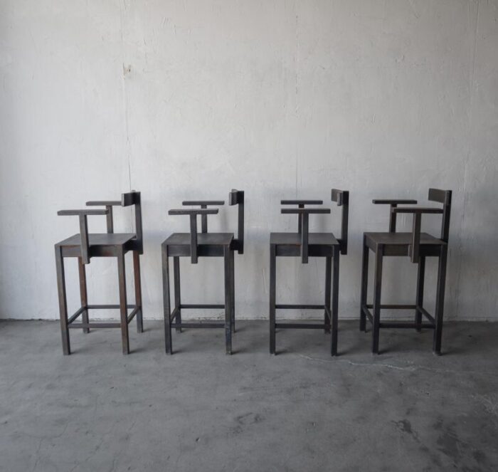 set of 4 custom architectural industrial steel barstools 2499