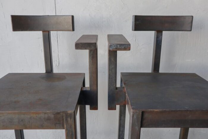 set of 4 custom architectural industrial steel barstools 3926