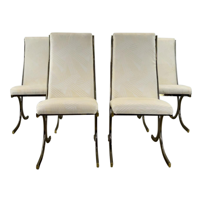 set of 4 postmodern dining chairs with brass accented base 2616