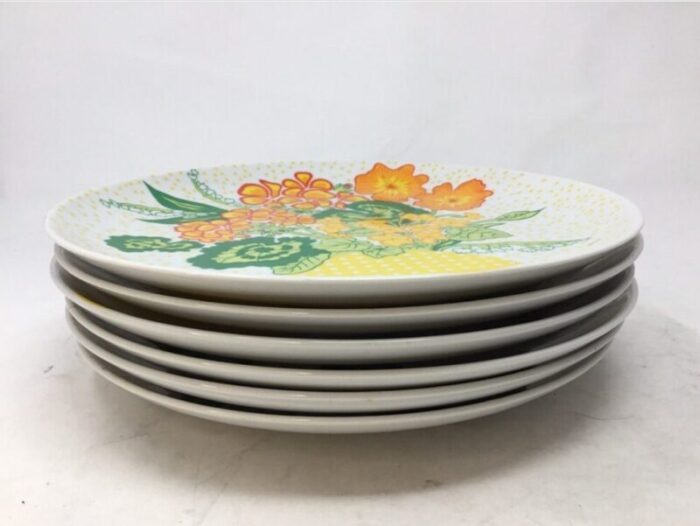 set of 6 porcelain luncheon plates by gloria vanderbilt for sigma japan circa 1970s 1497