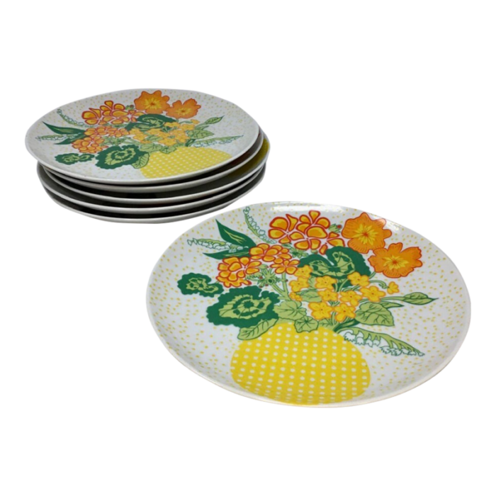 set of 6 porcelain luncheon plates by gloria vanderbilt for sigma japan circa 1970s 7424