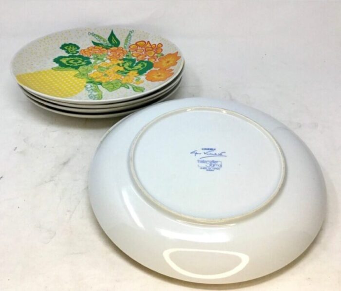 set of 6 porcelain luncheon plates by gloria vanderbilt for sigma japan circa 1970s 8778