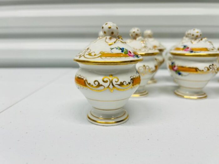 set of 8 french old paris porcelain pot de creme individual dessert cups 0181