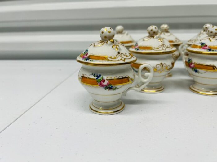 set of 8 french old paris porcelain pot de creme individual dessert cups 7920