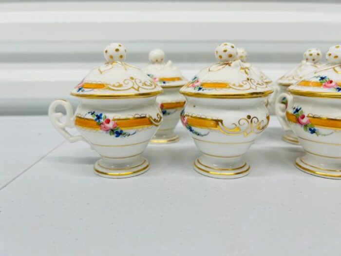 set of 8 french old paris porcelain pot de creme individual dessert cups 9934