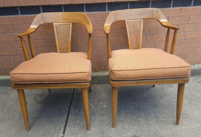 set of four lubberts and mulder for tomlinson walnut and cane bak armchair 2427