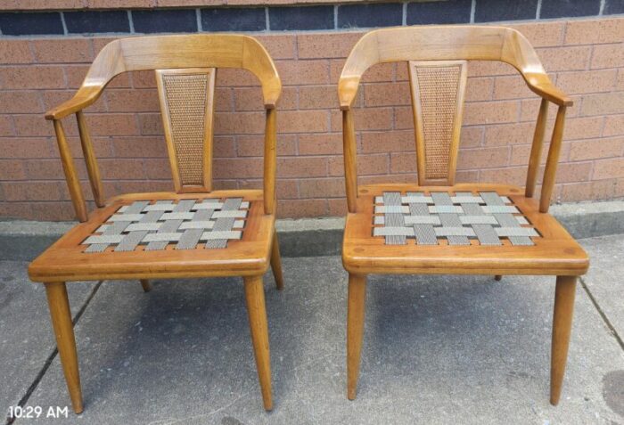 set of four lubberts and mulder for tomlinson walnut and cane bak armchair 2645